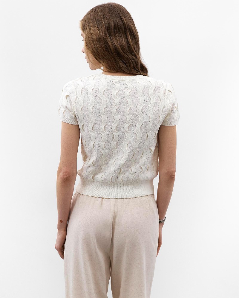 Молочний кардиган з коротким рукавом FASHIONISTA Молочний кардиган з коротким рукавом FASHIONISTA