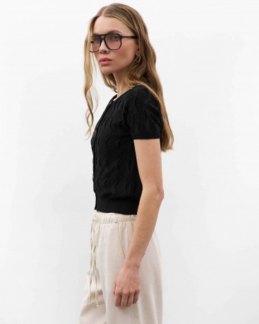 Чорний кардиган з коротким рукавом FASHIONISTA