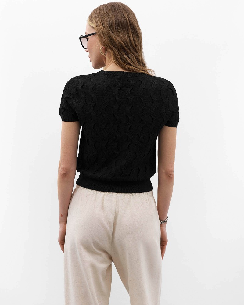 Чорний кардиган з коротким рукавом FASHIONISTA Чорний кардиган з коротким рукавом FASHIONISTA