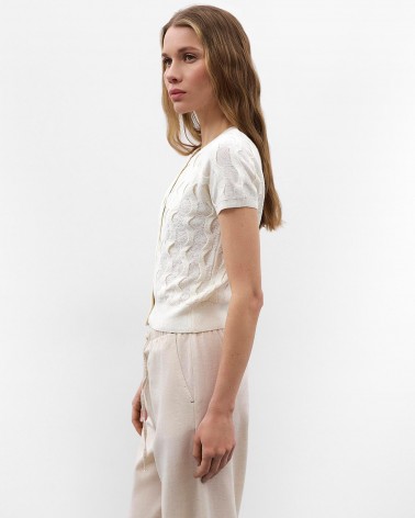 Молочний кардиган з коротким рукавом FASHIONISTA