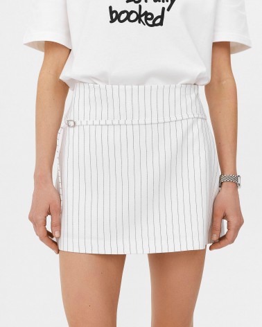 Біла спідниця-шорти у смужку з декоративним поясом FASHIONISTA