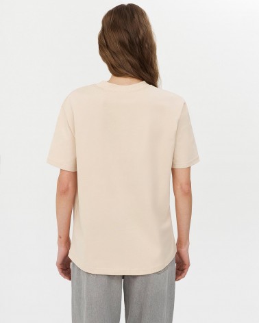 Бежева футболка вільного крою FASHIONISTA