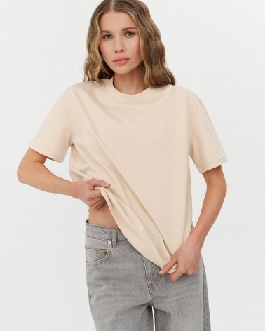 Бежева футболка вільного крою FASHIONISTA