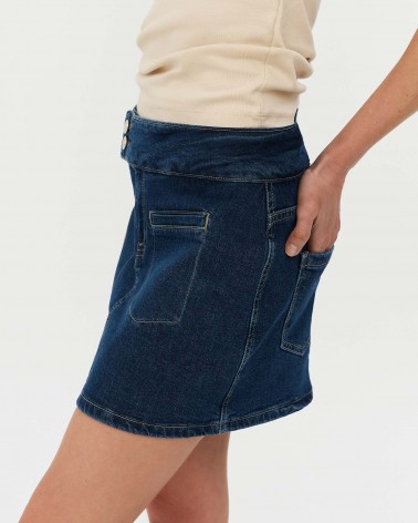 Синя спідниця-шорти джинсова з кишенями FASHIONISTA