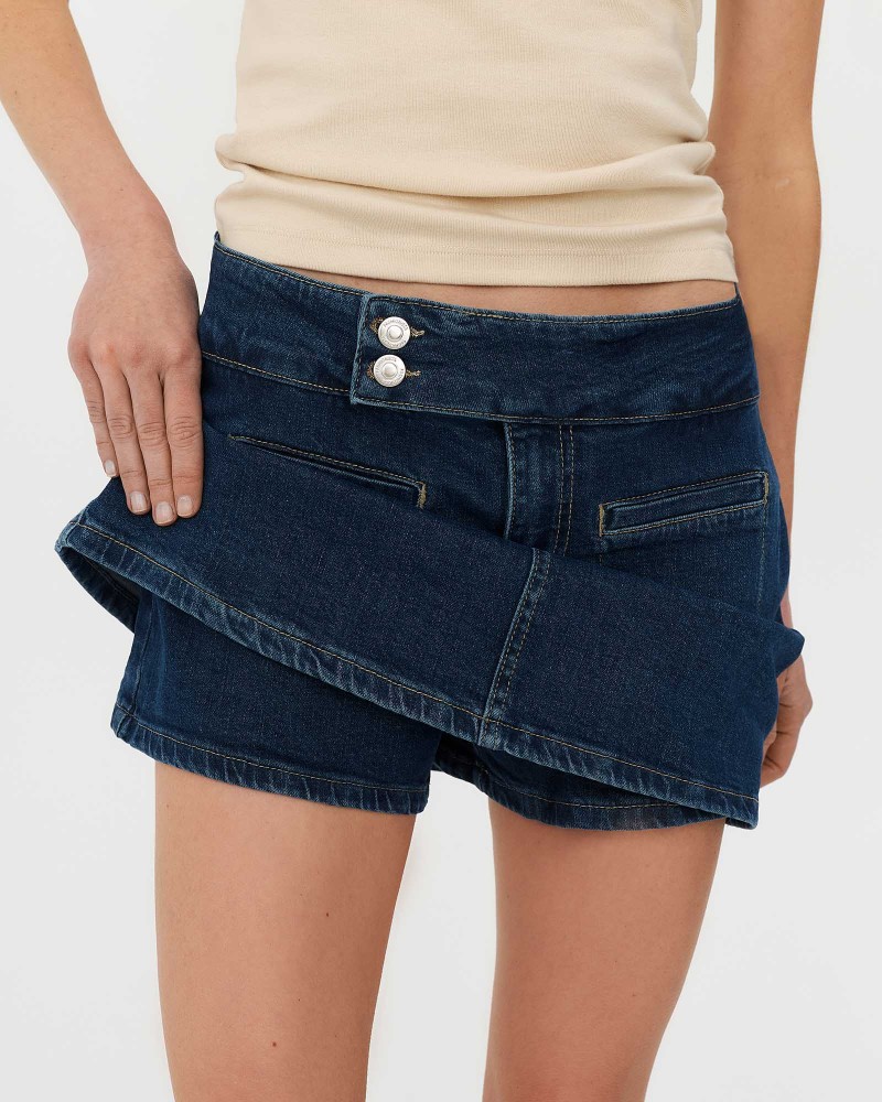 Синя спідниця-шорти джинсова з кишенями FASHIONISTA