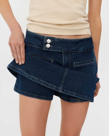 Синя спідниця-шорти джинсова з кишенями FASHIONISTA