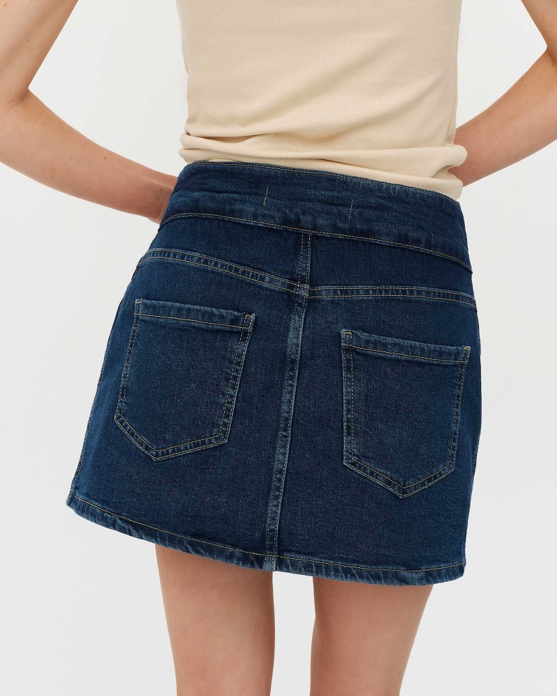 Синя спідниця-шорти джинсова з кишенями FASHIONISTA