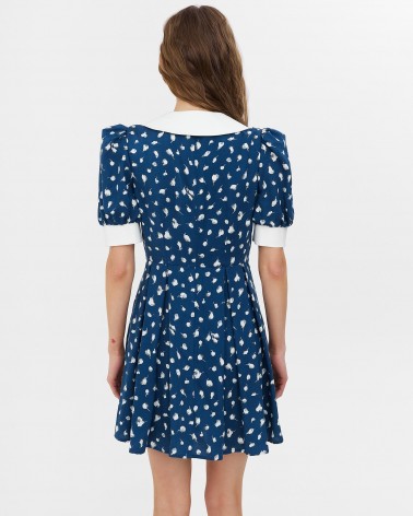 Синя сукня-сорочка з рослинним принтом FASHIONISTA