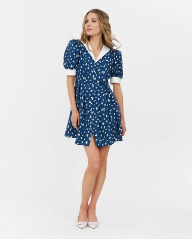 Синя сукня-сорочка з рослинним принтом FASHIONISTA