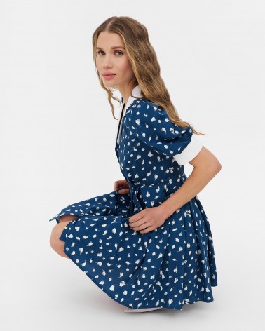 Синя сукня-сорочка з рослинним принтом FASHIONISTA