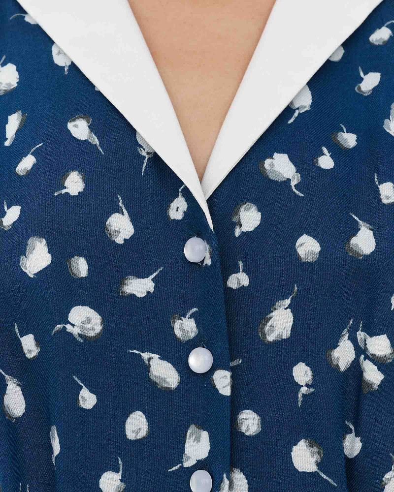 Синя сукня-сорочка з рослинним принтом FASHIONISTA