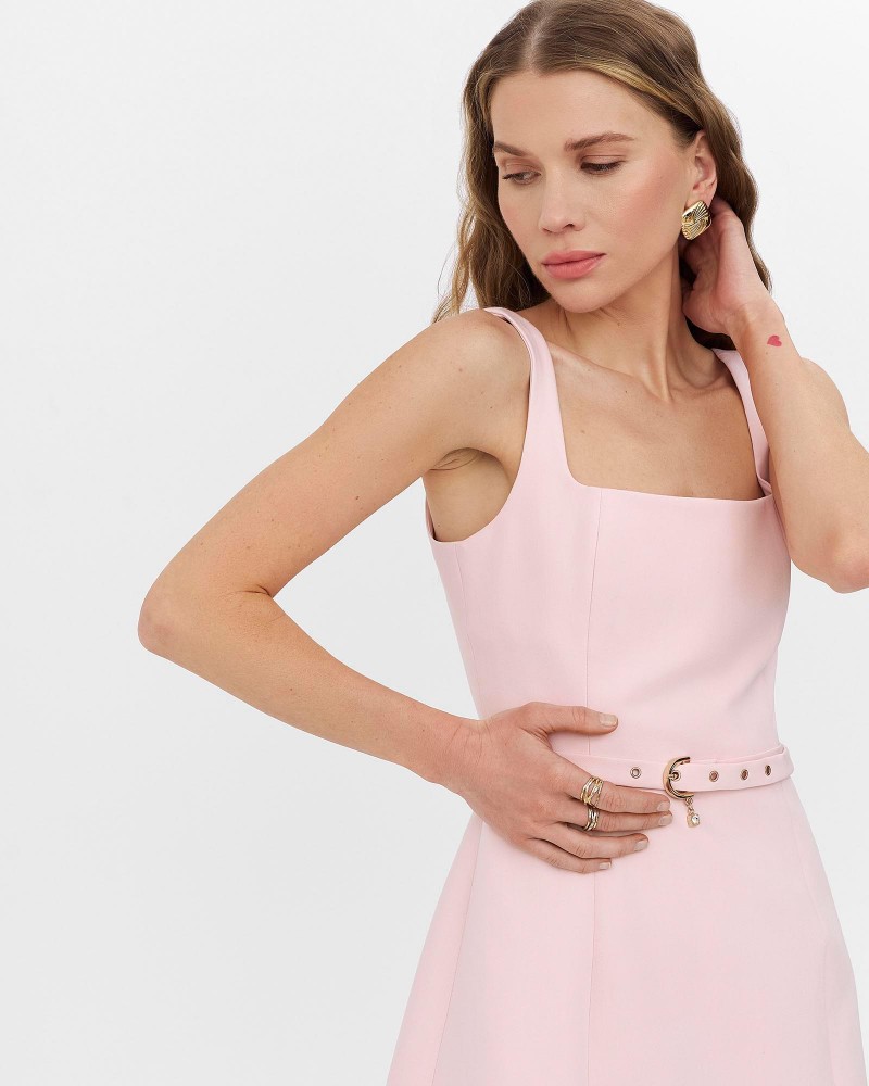 Рожевий сарафан Muse з поясом FASHIONISTA