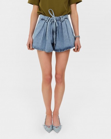 Блакитні джинсові шорти із зав'язками FASHIONISTA