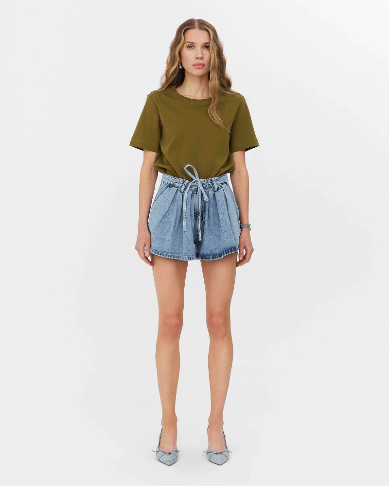 Блакитні джинсові шорти із зав'язками FASHIONISTA