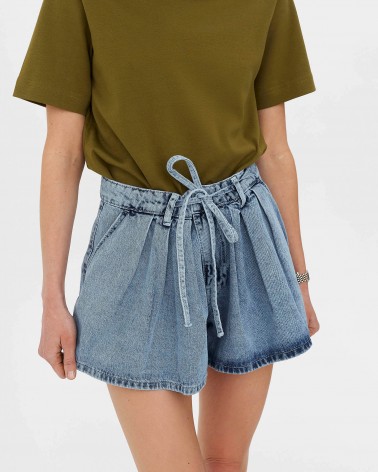 Блакитні джинсові шорти із зав'язками FASHIONISTA