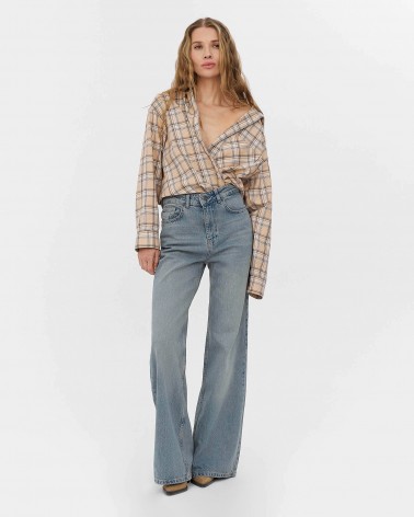 Блакитні джинси Straight з вивареним ефектом FASHIONISTA