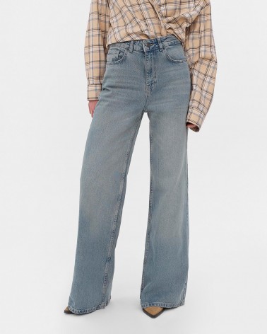 Блакитні джинси Straight з вивареним ефектом FASHIONISTA