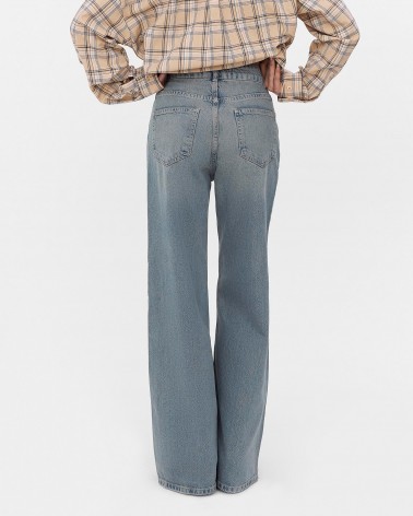 Блакитні джинси Straight з вивареним ефектом FASHIONISTA