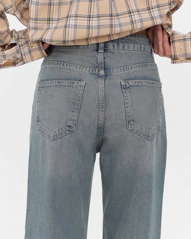 Блакитні джинси Straight з вивареним ефектом FASHIONISTA