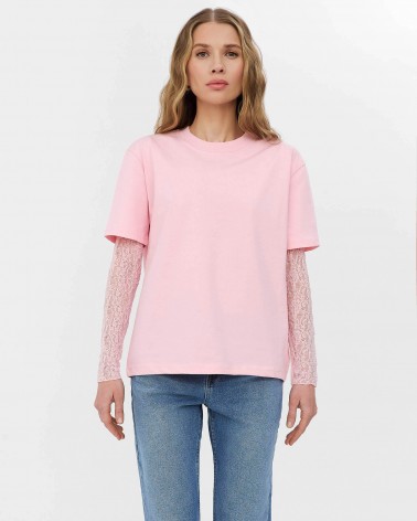 Рожева футболка вільного крою FASHIONISTA
