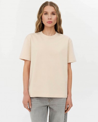 Бежева футболка вільного крою FASHIONISTA