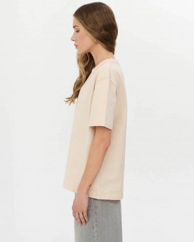 Бежева футболка вільного крою FASHIONISTA