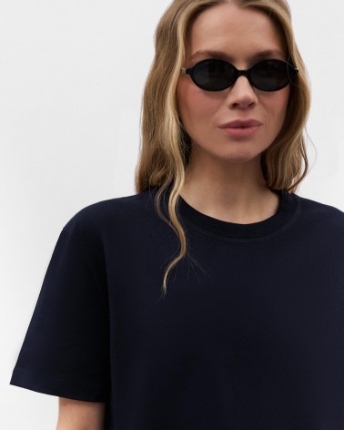 Темно-синя футболка вільного крою FASHIONISTA