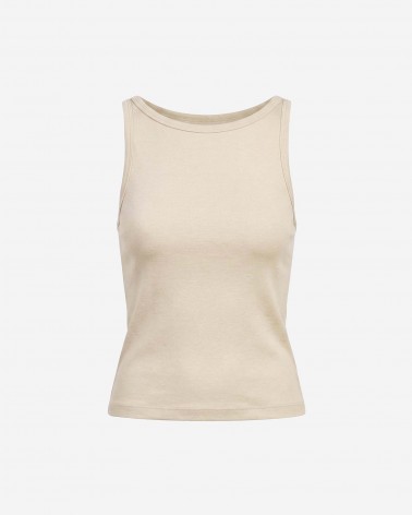 Бежева базова майка з вирізом-човником FASHIONISTA