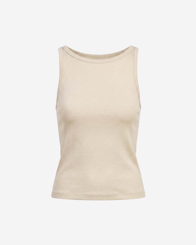 Бежева базова майка з вирізом-човником FASHIONISTA