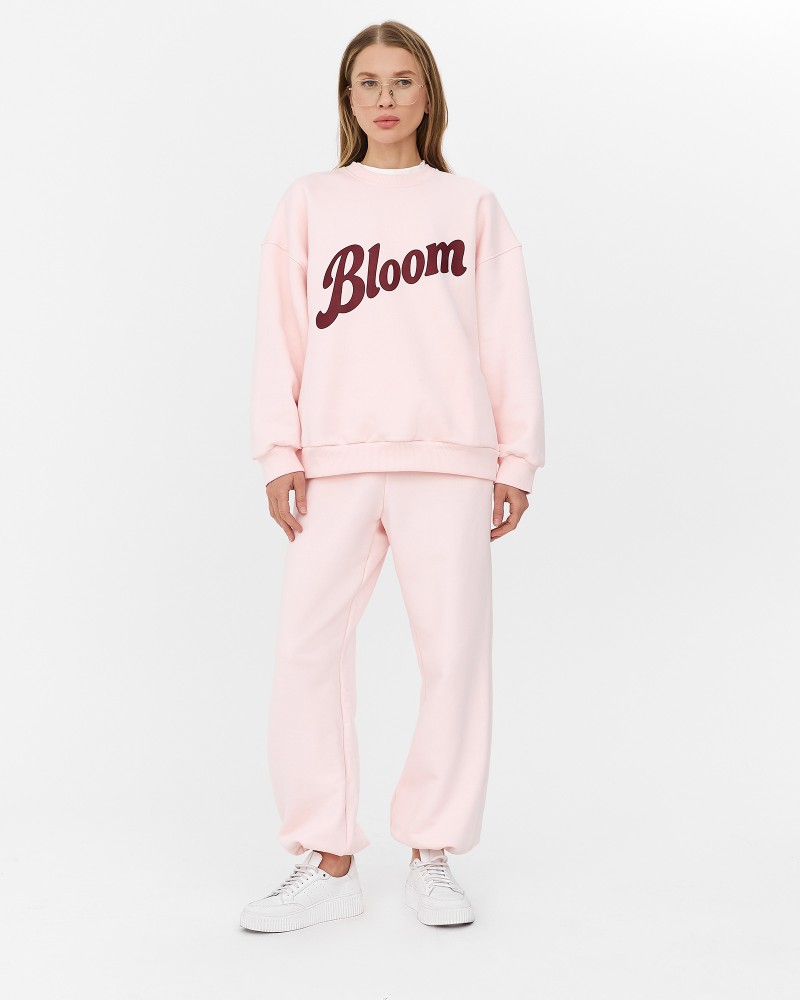 Рожевий світшот з написом спереду FASHIONISTA