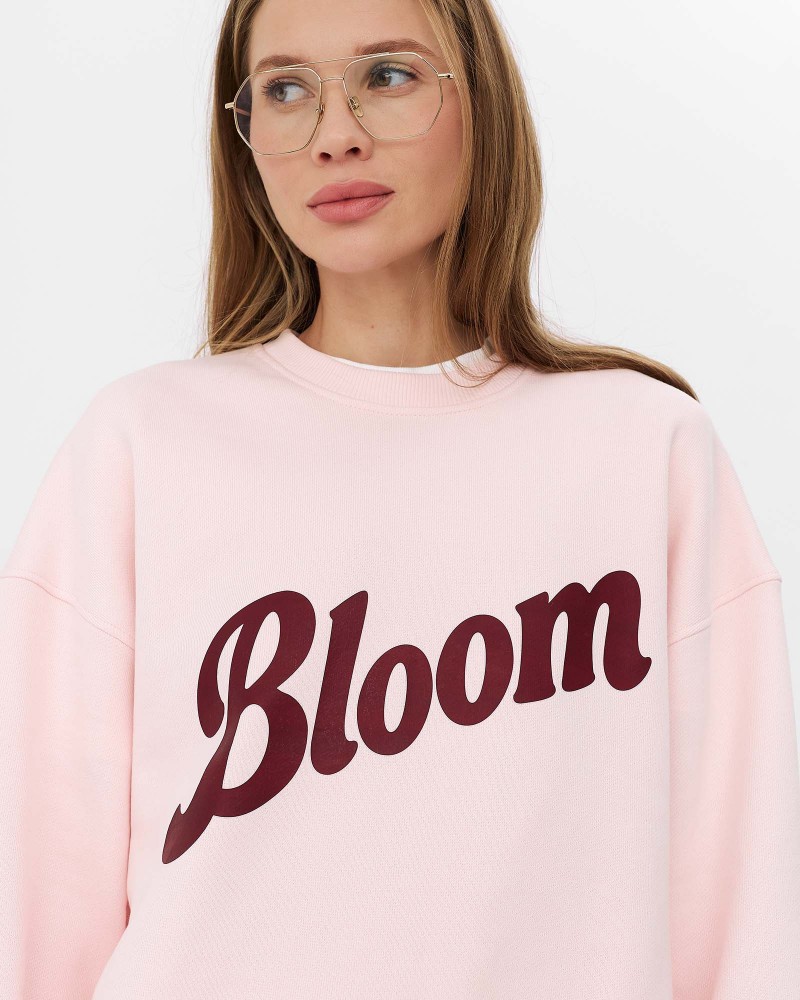 Рожевий світшот з написом спереду FASHIONISTA