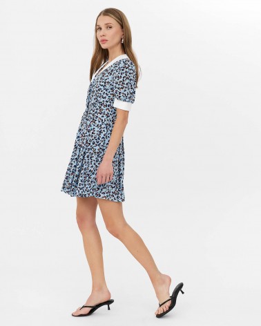 Блакитна сукня-сорочка з леопардовим принтом FASHIONISTA