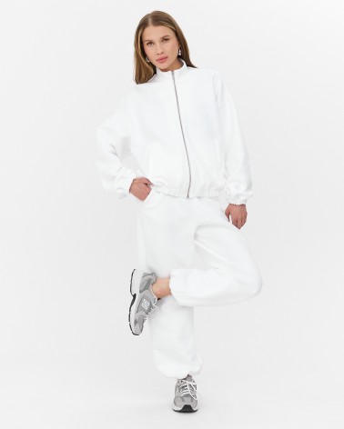 Білий трикотажний бомбер із застібкою на блискавці FASHIONISTA