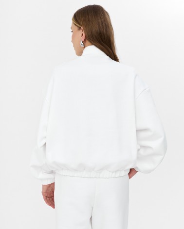 Білий трикотажний бомбер із застібкою на блискавці FASHIONISTA