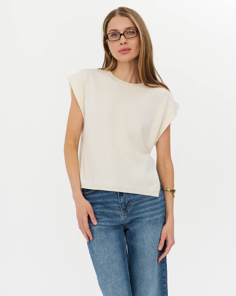 Молочний джемпер з боковими розрізами FASHIONISTA