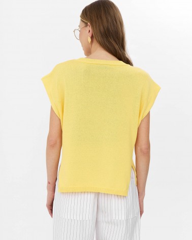 Жовтий джемпер з боковими розрізами FASHIONISTA