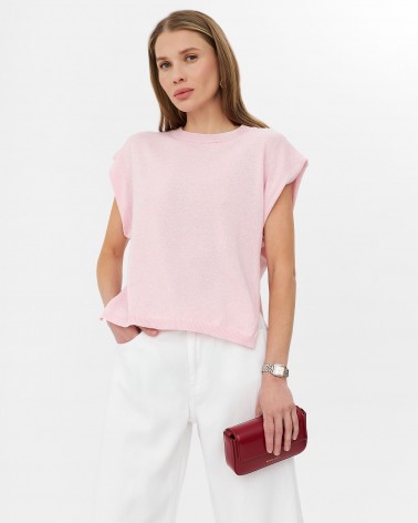 Рожевий джемпер з боковими розрізами FASHIONISTA