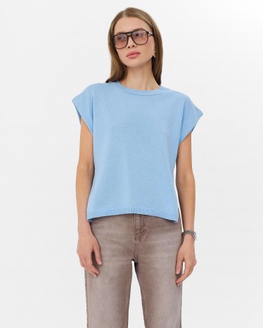 Блакитний джемпер з боковими розрізами FASHIONISTA