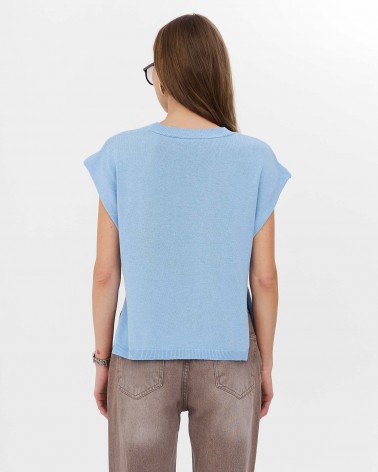 Блакитний джемпер з боковими розрізами FASHIONISTA