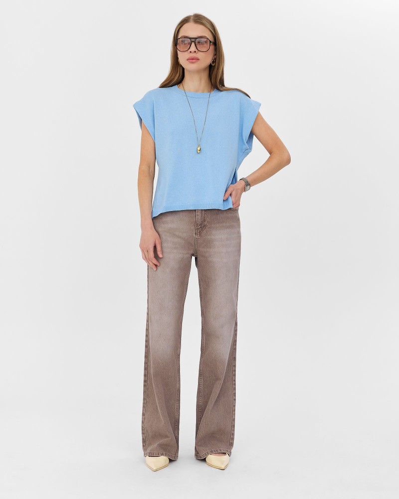 Блакитний джемпер з боковими розрізами FASHIONISTA