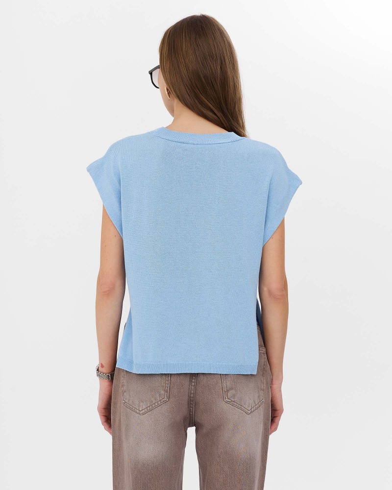 Блакитний джемпер з боковими розрізами FASHIONISTA