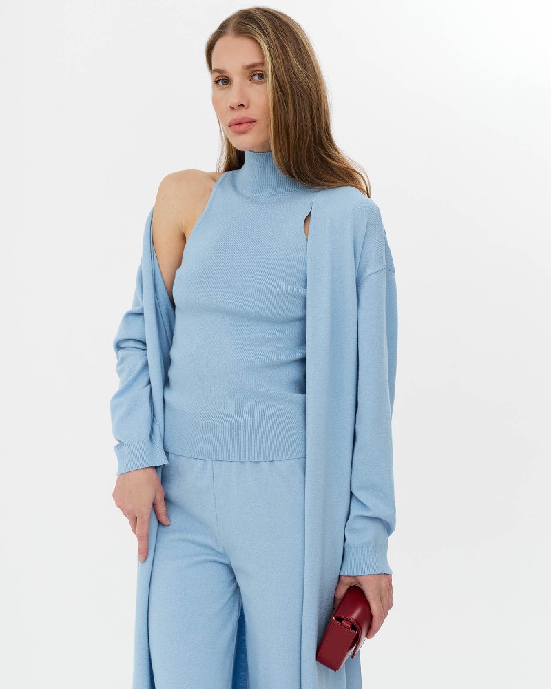 Блакитний трикотажний топ FASHIONISTA