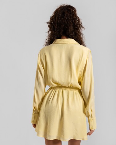 Сукня-сорочка з імітацією підплічників від FASHIONISTA світло-жовтий