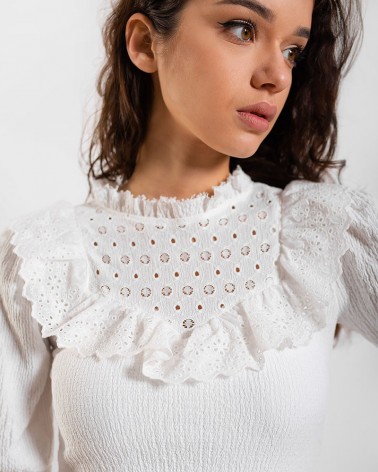 Блуза з текстурою гофре від FASHIONISTA білий