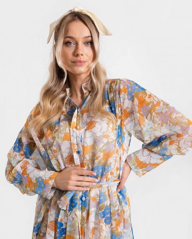 Сукня-сорочка з квітковим принтом від FASHIONISTA молочний