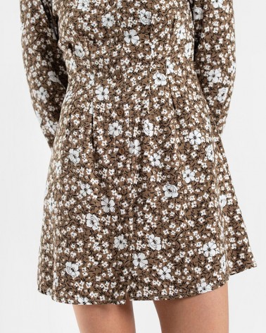 Сукня-сорочка з квітковим принтом та виточками від FASHIONISTA темно-бежевий