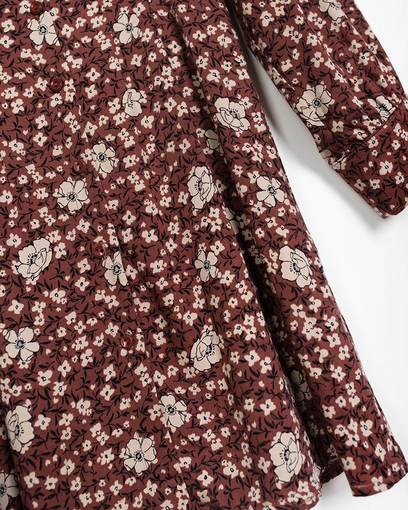 Сукня-сорочка з квітковим принтом та виточками від FASHIONISTA бордовий