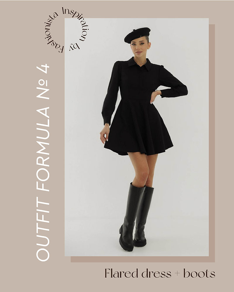 FALL LOOK FORMULAS BY FASHIONISTA: FLARED DRESS + BOOTS