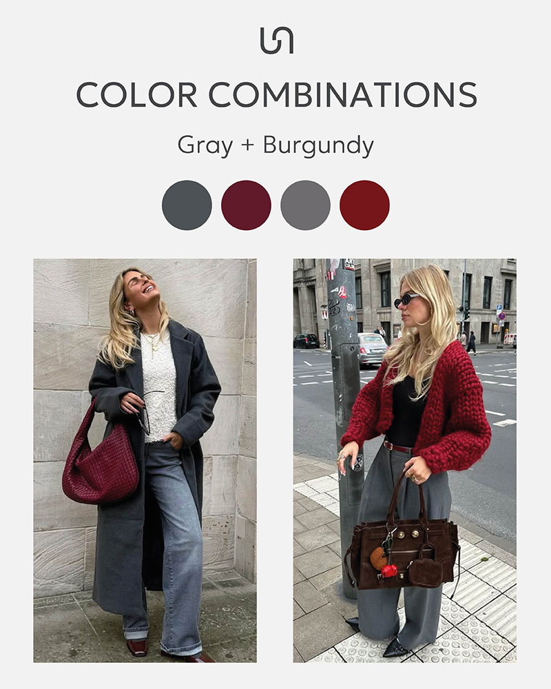 Color combination: Grey and Burgundy