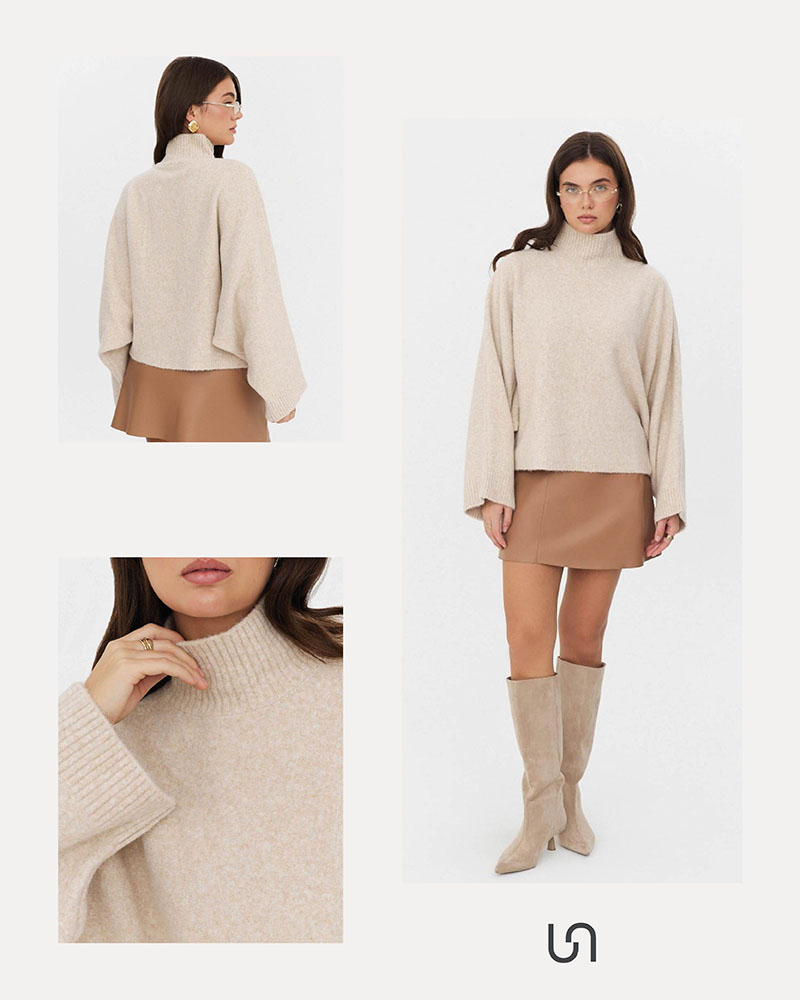 Winter Mast-Heves by FASHIONISTA_Sweater with Stand Collar